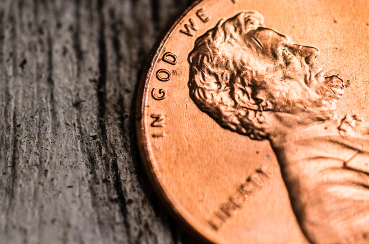 close up of a penny
