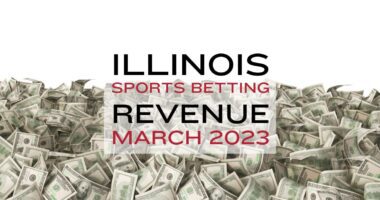 pile of money with type illinois sports betting revenue march 2023