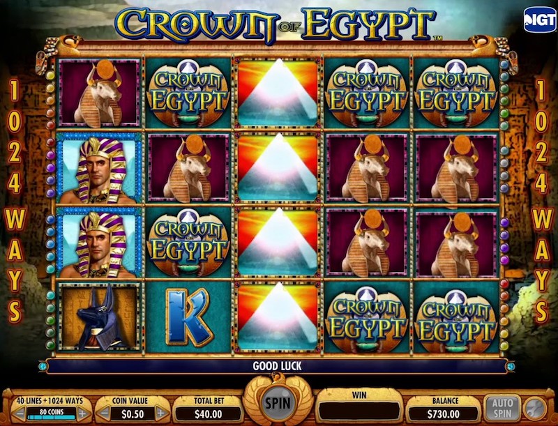 Winning on Crown of Egypt Slot Machine